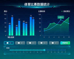 体育比赛数据统计图表与趋势曲线展示界面
